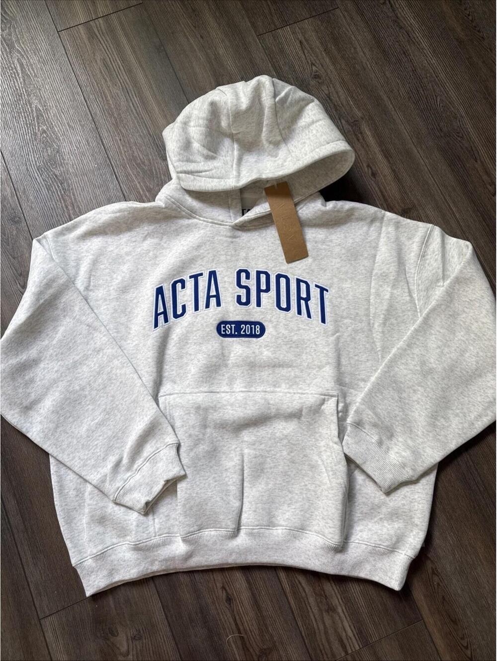 ACTA Heather Grey Cobalt Blue L/XL Hoodie NWT